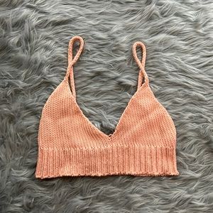 BRANDY MELVILLE Peach Crochet Crop Top